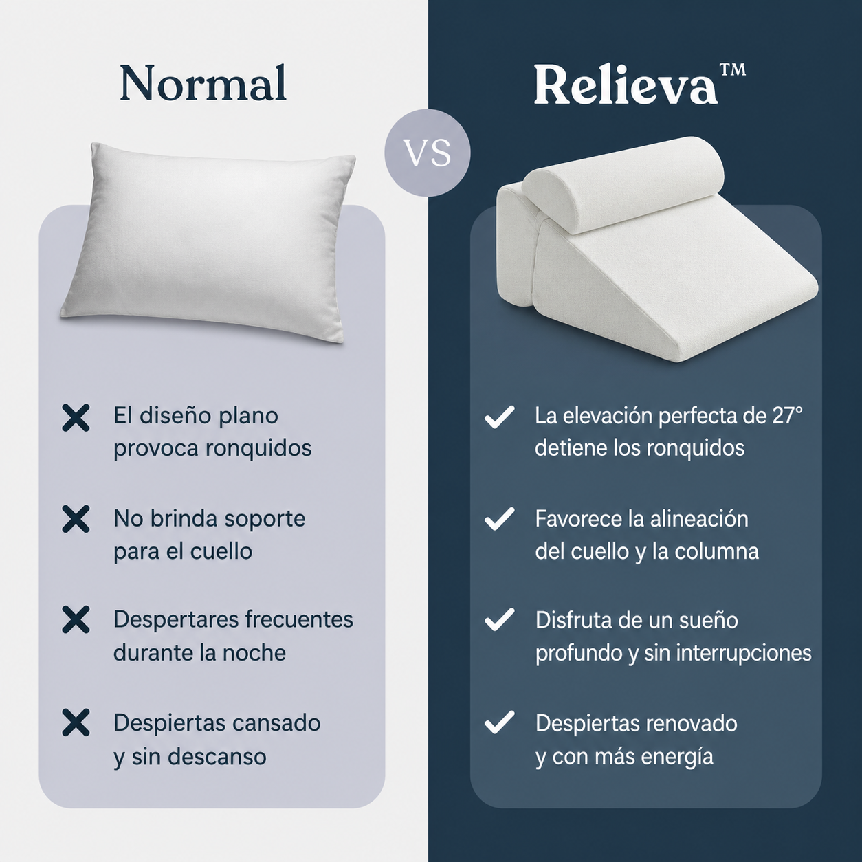 Relieva™ - Almohada Cervical Antirronquidos